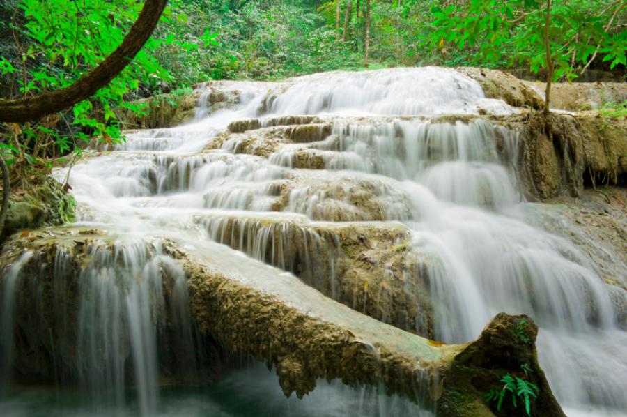 One of the tiers of Erawan Falls